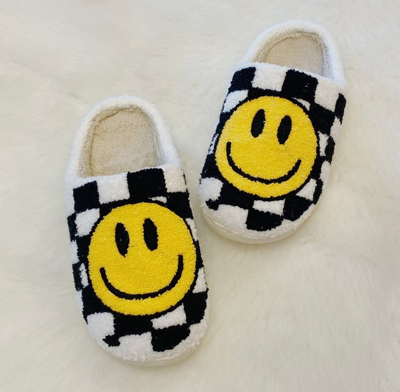 Feelin’ Happy Checkered Slippers