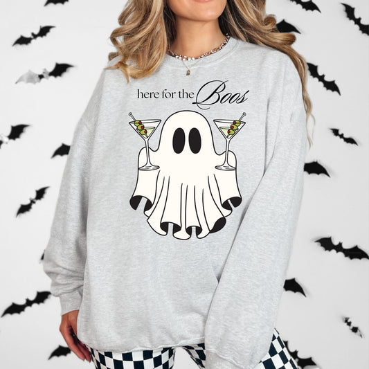 Here for the Boos Ghost Martini Crewneck