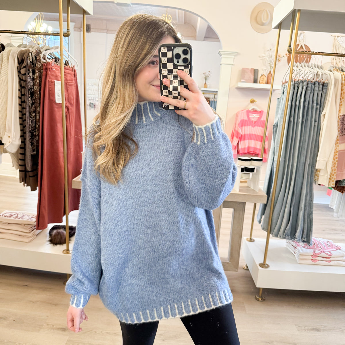 Final Sale: Winter Blue Cozy & Slouchy Turtleneck Sweater (Copy)