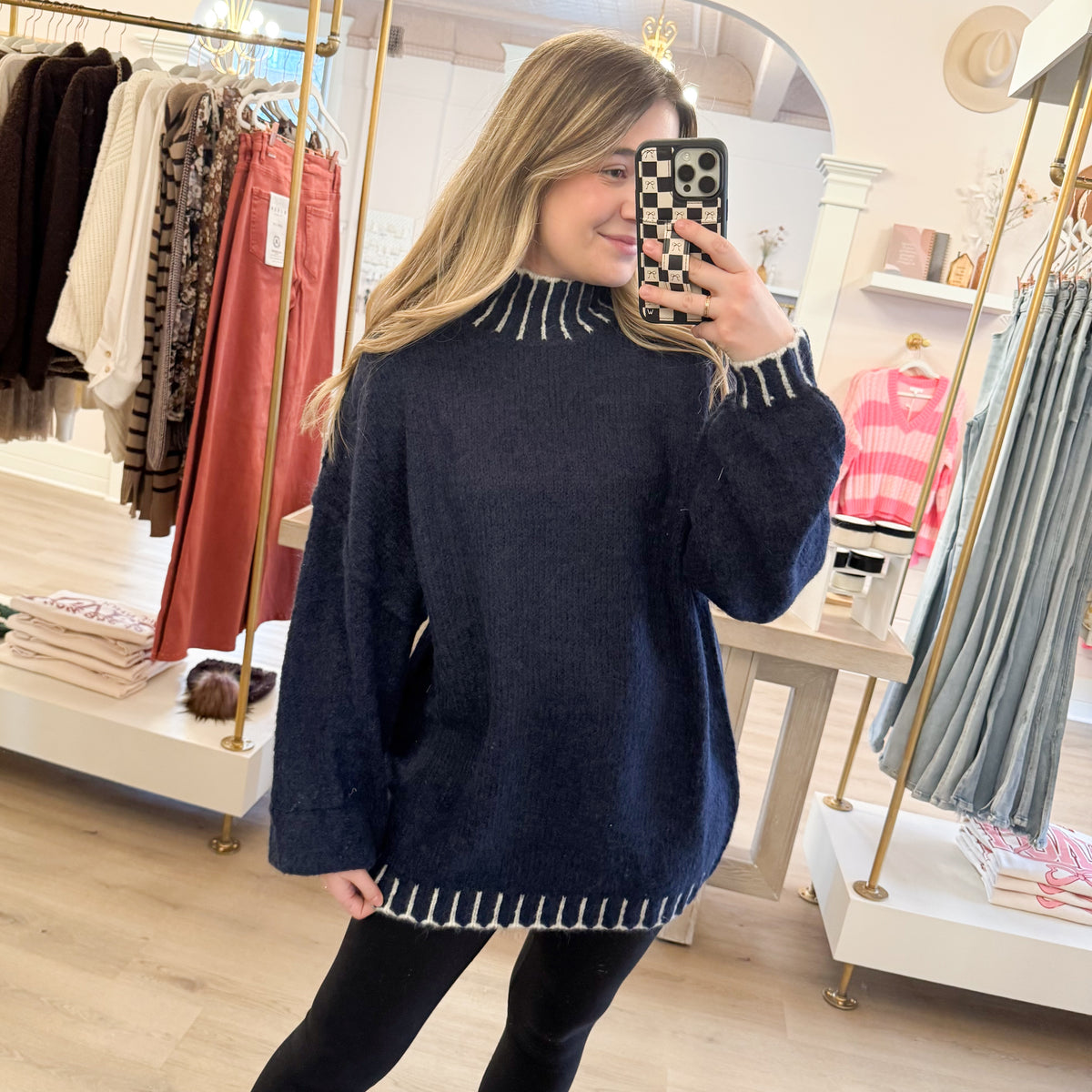 Final Sale: Deep Blue Cozy & Slouchy Turtleneck Sweater