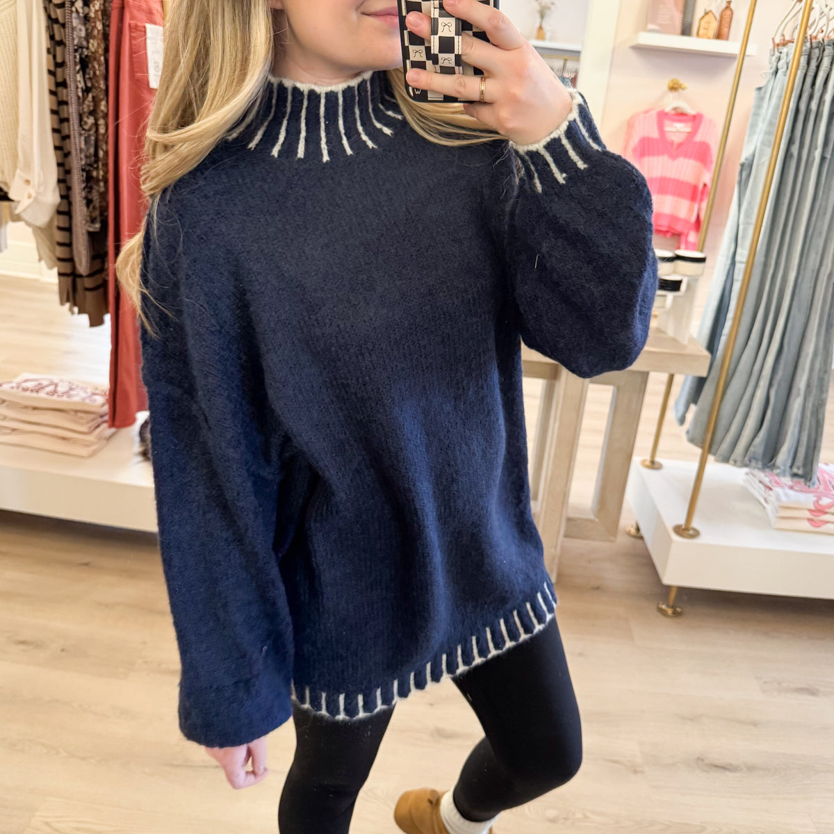 Final Sale: Deep Blue Cozy & Slouchy Turtleneck Sweater