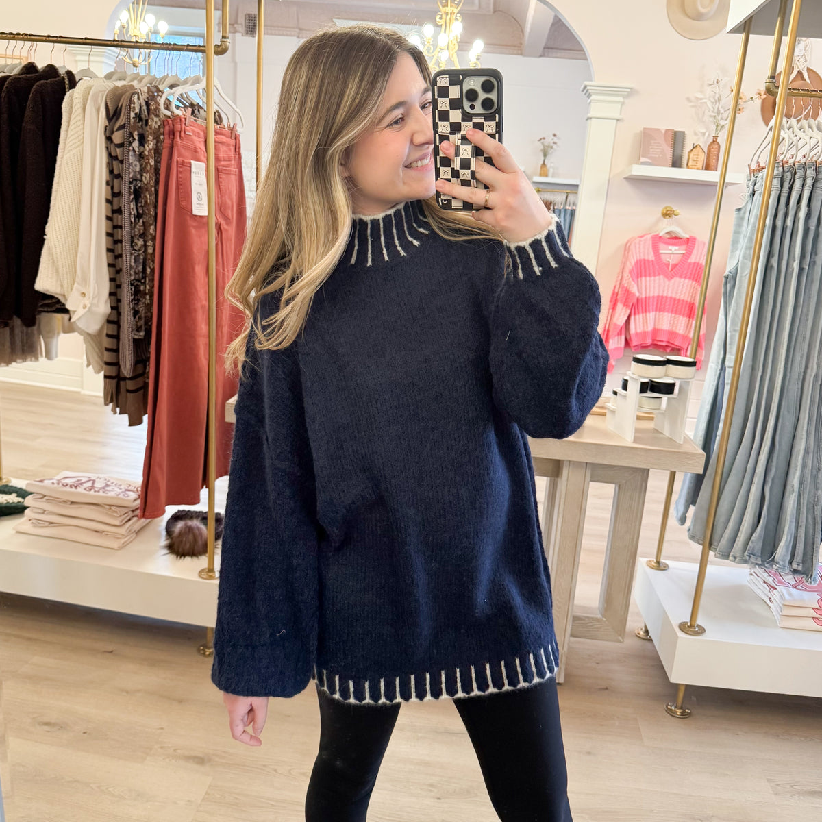 Final Sale: Deep Blue Cozy & Slouchy Turtleneck Sweater