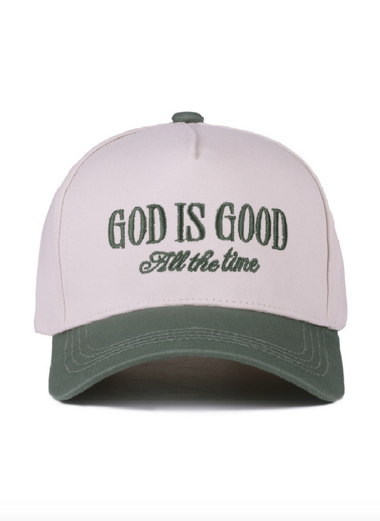 God is Good All the Time Trucker Hat - Sage
